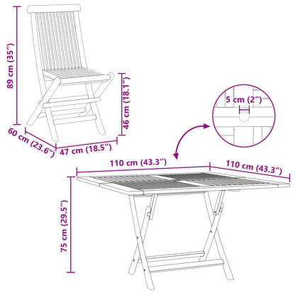 vidaXL Garden Bistro Set Folding 3 pcs Brown Soild Teak Wood