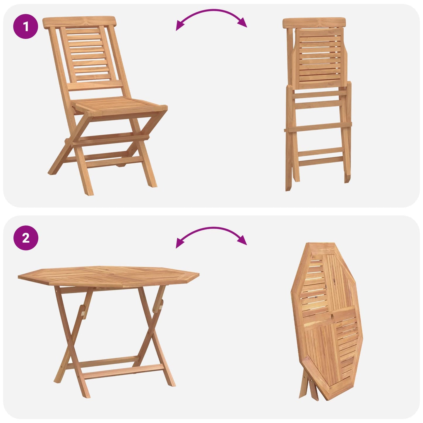 vidaXL Garden Set 5 pcs Brown Solid Teak Wood