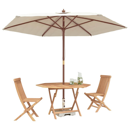 vidaXL Garden Bistro Set Folding 3 pcs Brown Soild Teak Wood