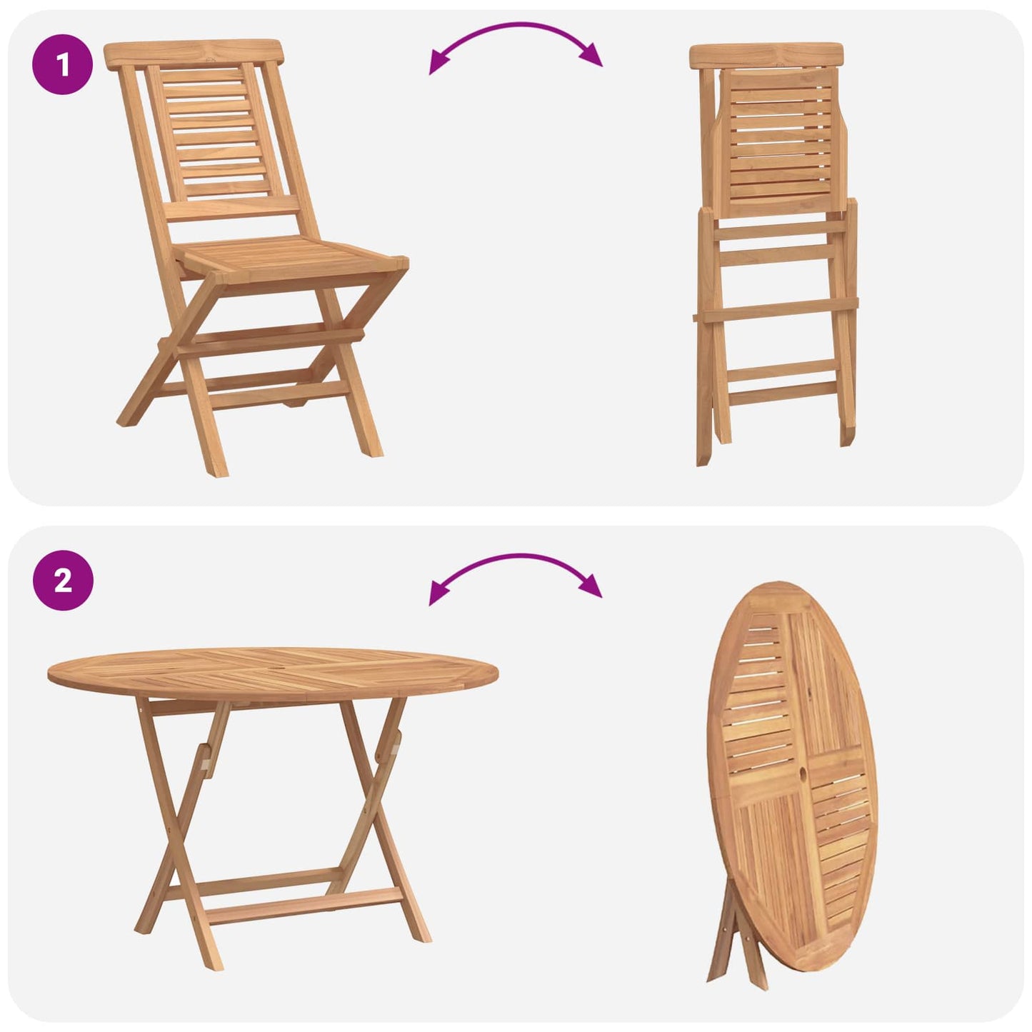 vidaXL Garden Set 5 pcs Brown Solid Teak Wood
