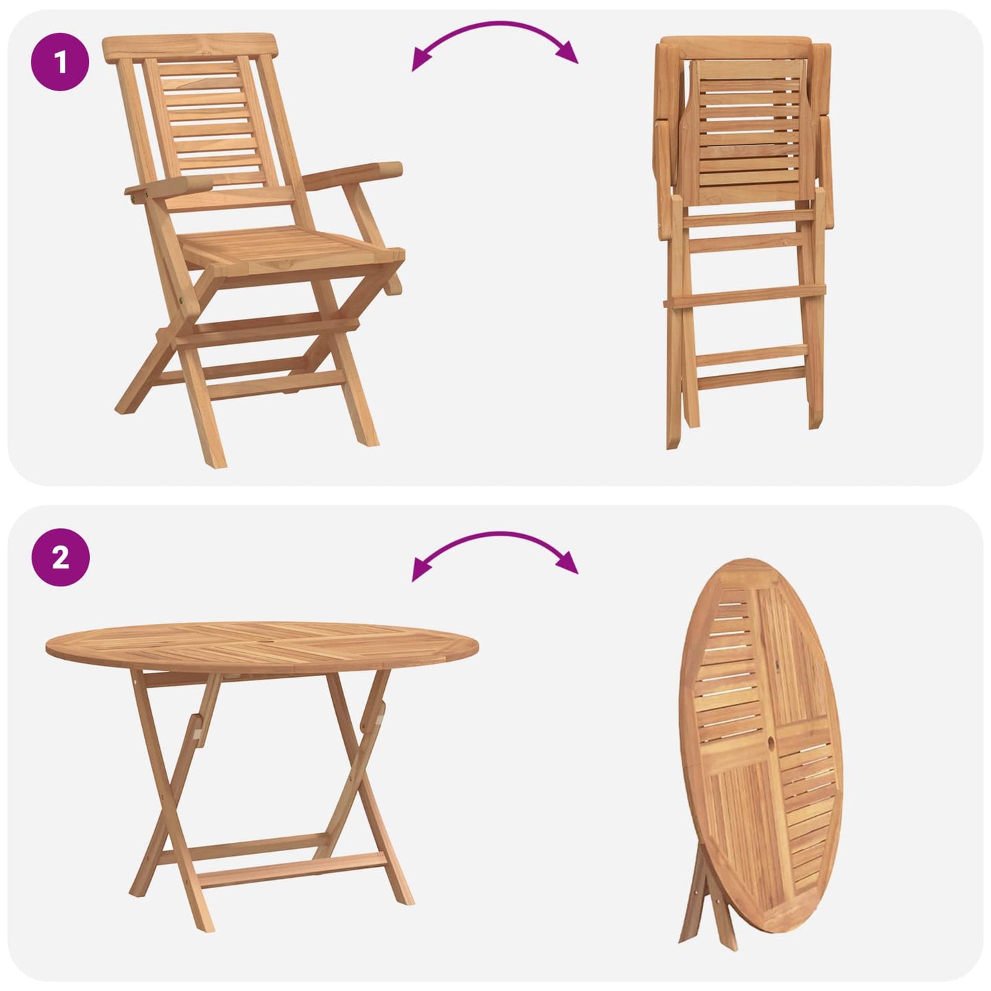vidaXL Garden Set 5 pcs Brown Solid Teak Wood