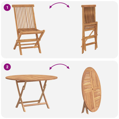 vidaXL Garden Bistro Set Folding 3 pcs Natural Solid Teak Wood