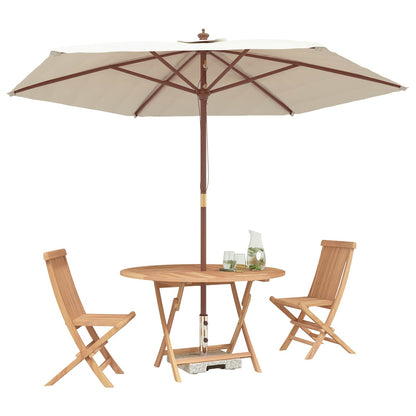 vidaXL Garden Bistro Set Folding 3 pcs Natural Solid Teak Wood