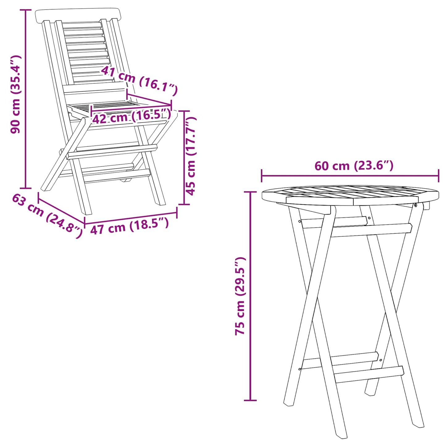 vidaXL Garden Set 3 pcs Brown Soild Teak Wood
