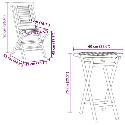 vidaXL Garden Set 3 pcs Brown Soild Teak Wood