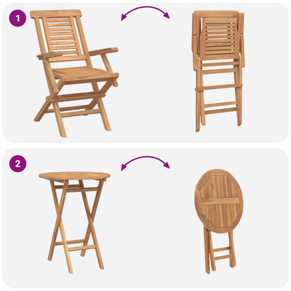 vidaXL Garden Set 3 pcs Brown Soild Teak Wood