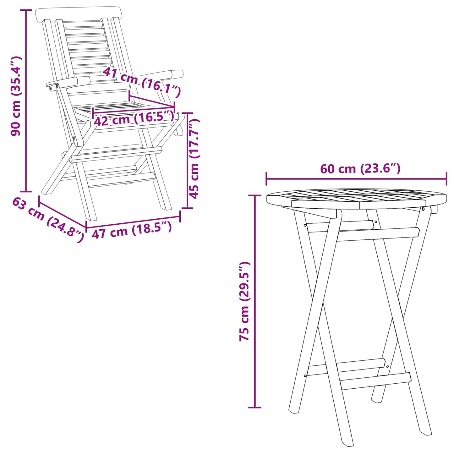 vidaXL Garden Set 3 pcs Brown Soild Teak Wood