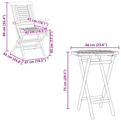 vidaXL Garden Set 3 pcs Brown Soild Teak Wood