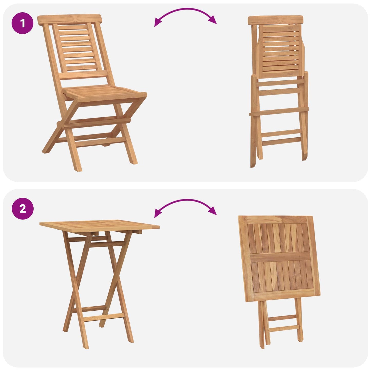 vidaXL Garden Set 3 pcs Brown Soild Teak Wood