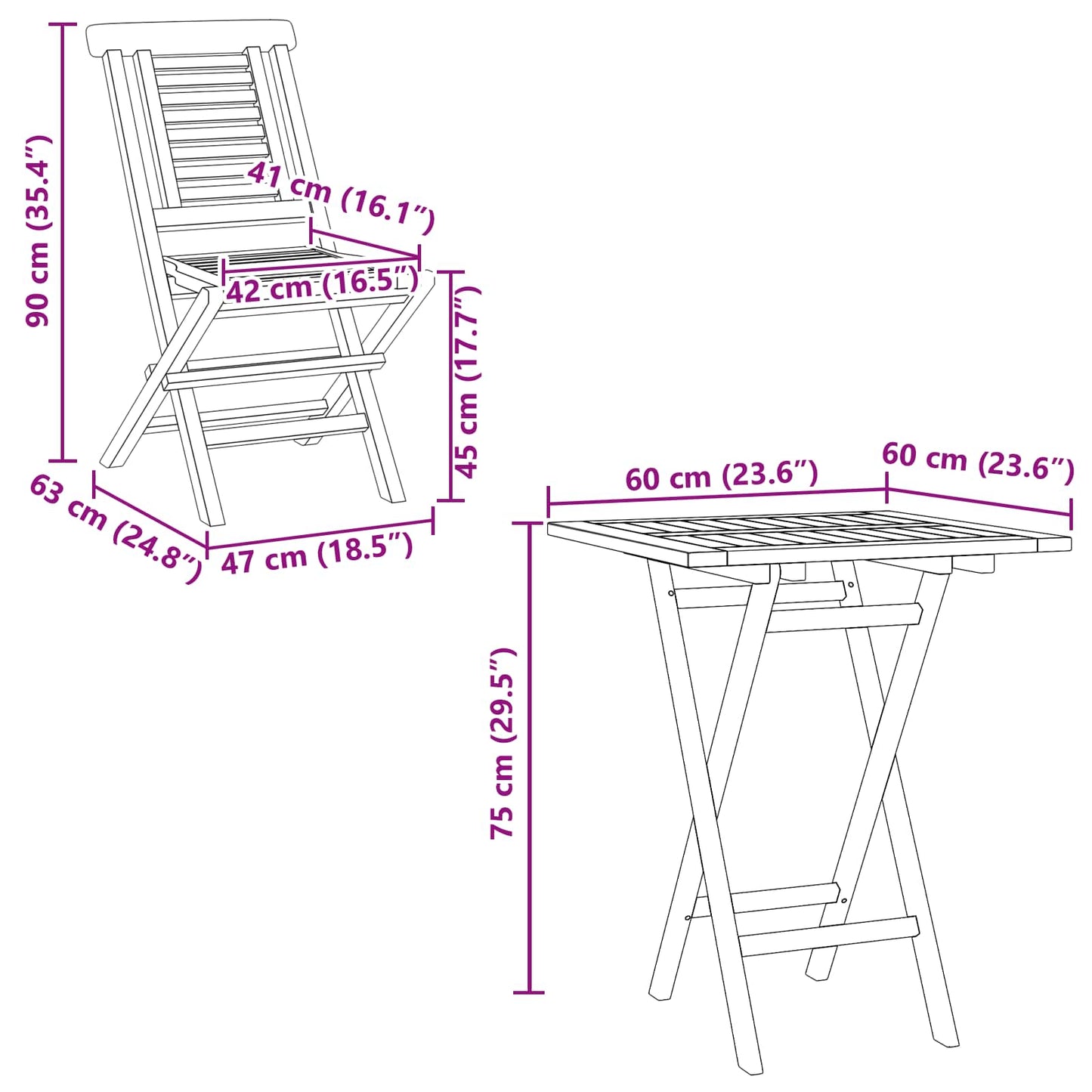 vidaXL Garden Set 3 pcs Brown Soild Teak Wood