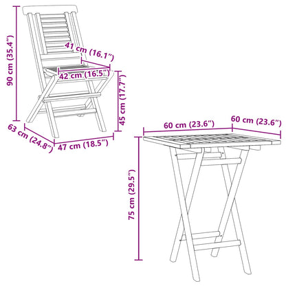 vidaXL Garden Set 3 pcs Brown Soild Teak Wood