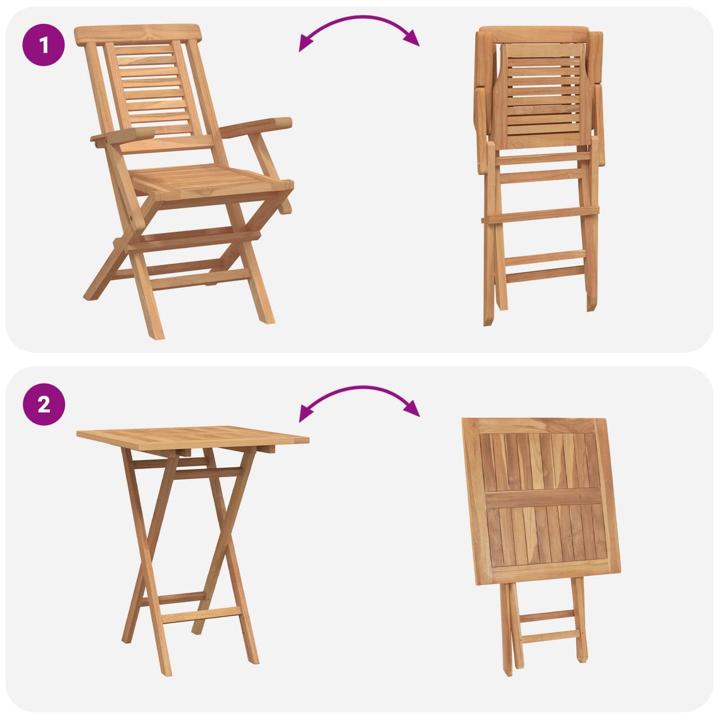 vidaXL Garden Set 3 pcs Brown Soild Teak Wood
