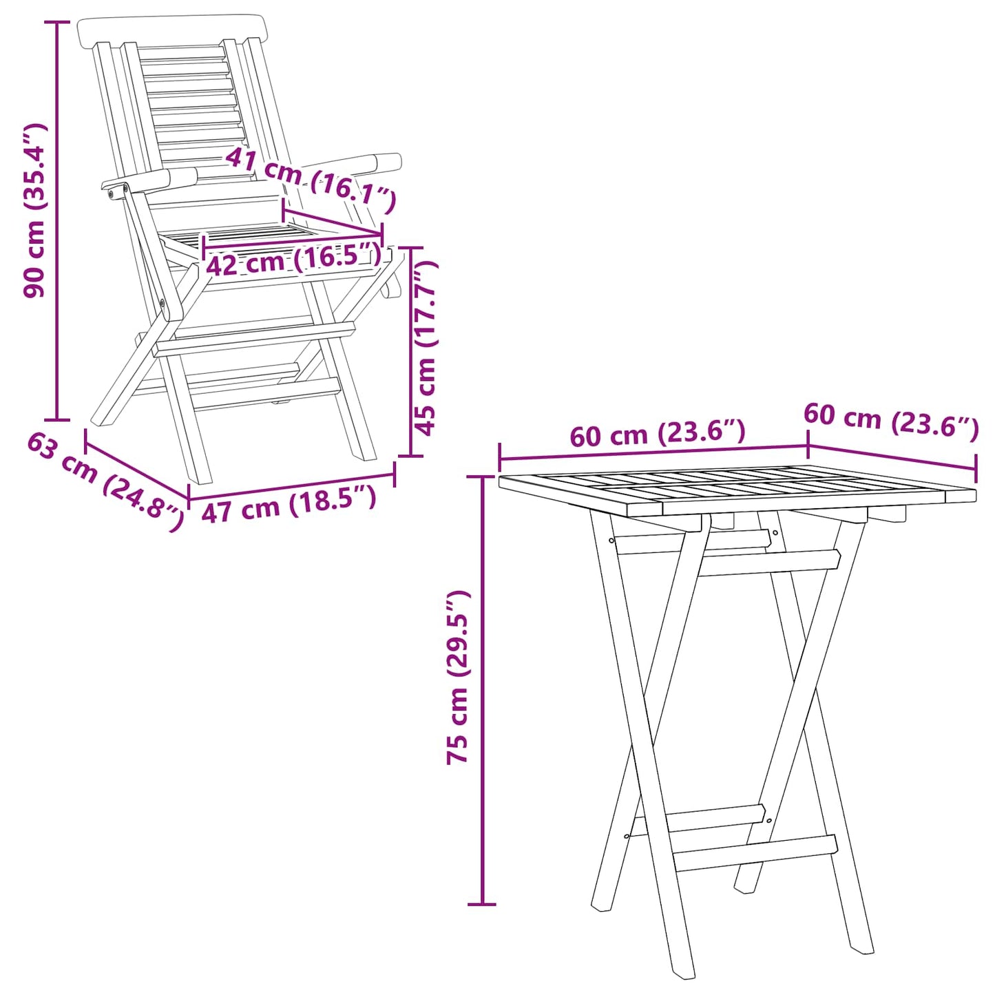 vidaXL Garden Set 3 pcs Brown Soild Teak Wood