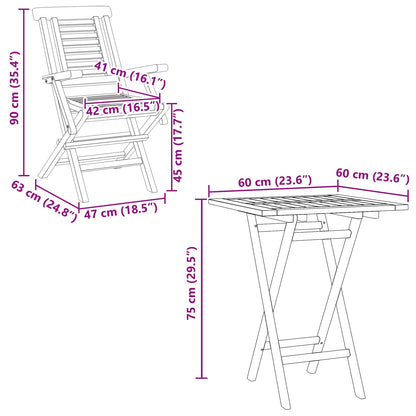 vidaXL Garden Set 3 pcs Brown Soild Teak Wood