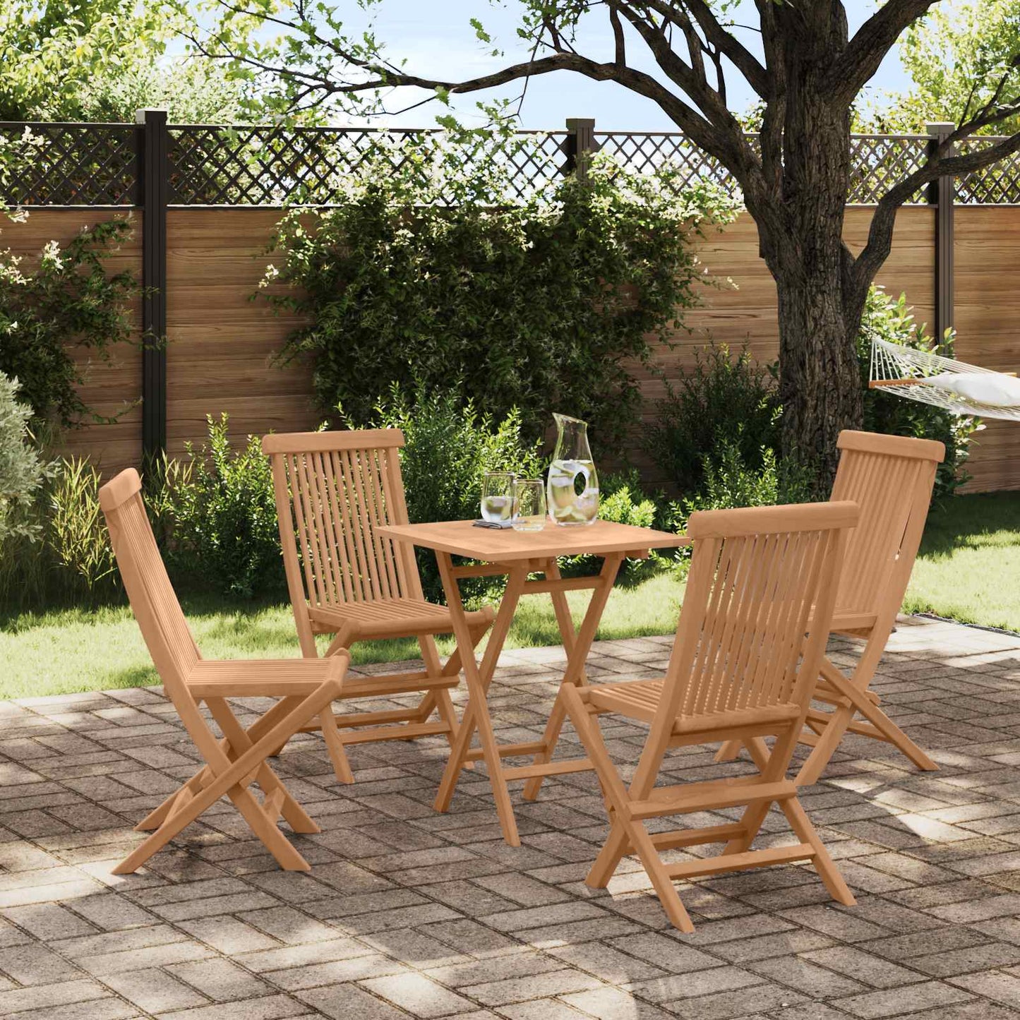 vidaXL Folding Garden Dining Set 5 pcs Natural Solid Teak Wood