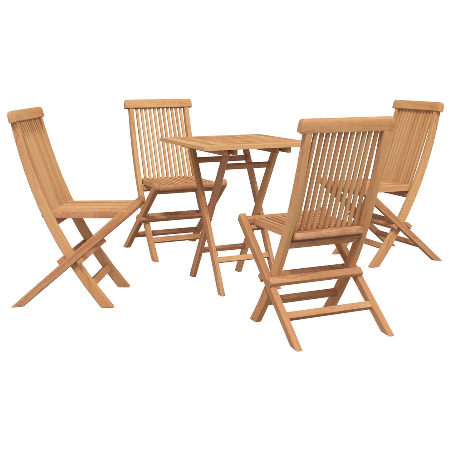 vidaXL Folding Garden Dining Set 5 pcs Natural Solid Teak Wood