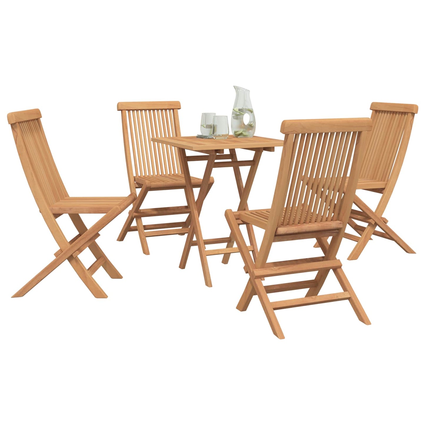 vidaXL Folding Garden Dining Set 5 pcs Natural Solid Teak Wood
