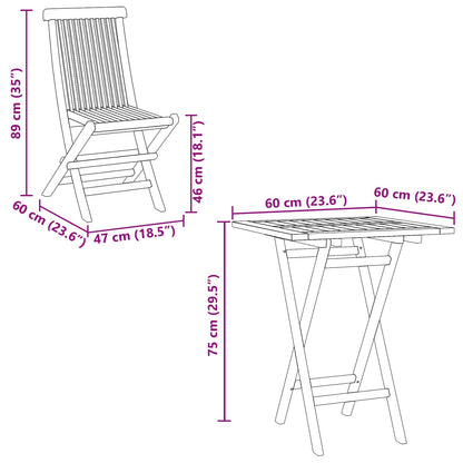 vidaXL Folding Garden Dining Set 5 pcs Natural Solid Teak Wood