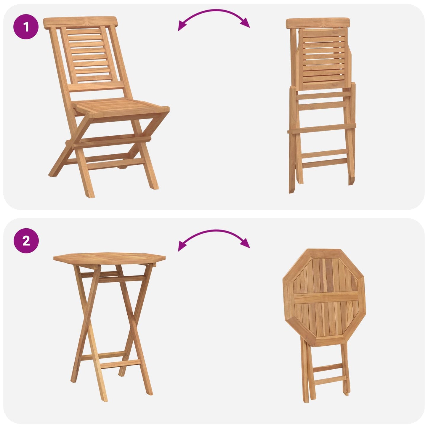 vidaXL Garden Set 3 pcs Brown Soild Teak Wood