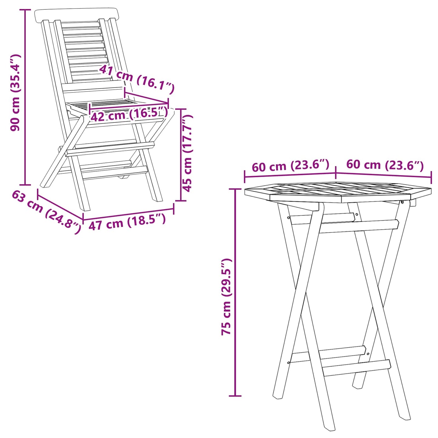 vidaXL Garden Set 3 pcs Brown Soild Teak Wood
