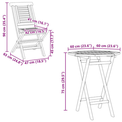 vidaXL Garden Set 3 pcs Brown Soild Teak Wood