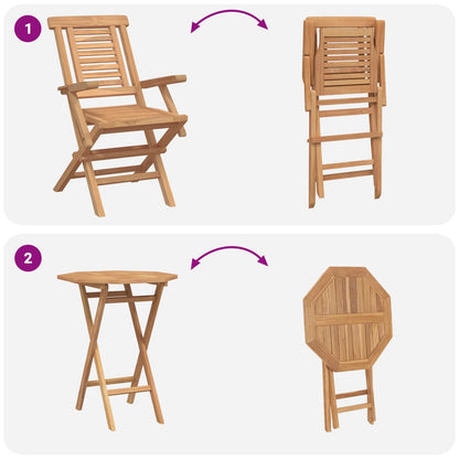 vidaXL Garden Set 3 pcs Brown Soild Teak Wood