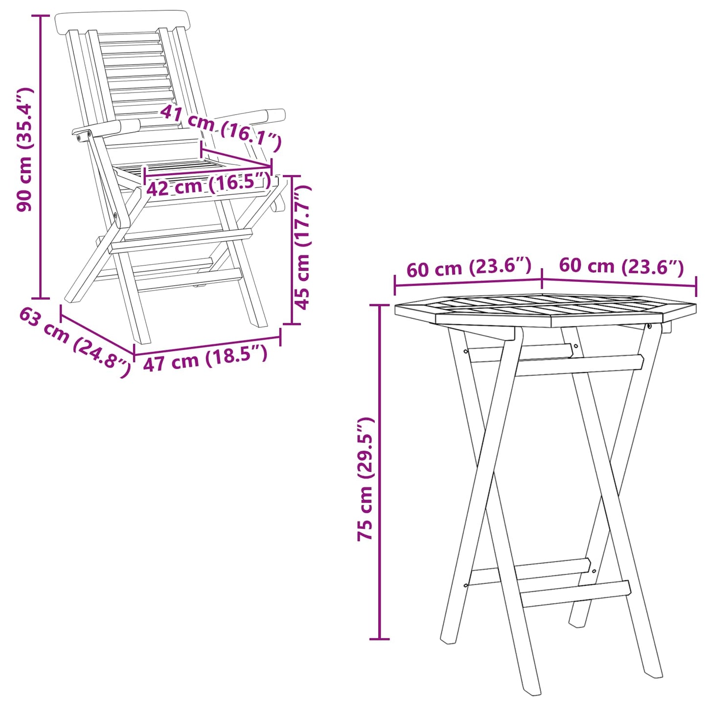 vidaXL Garden Set 3 pcs Brown Soild Teak Wood