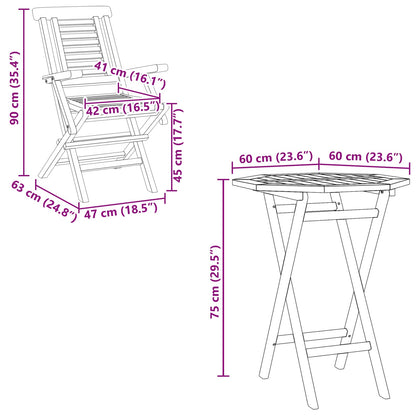 vidaXL Garden Set 3 pcs Brown Soild Teak Wood
