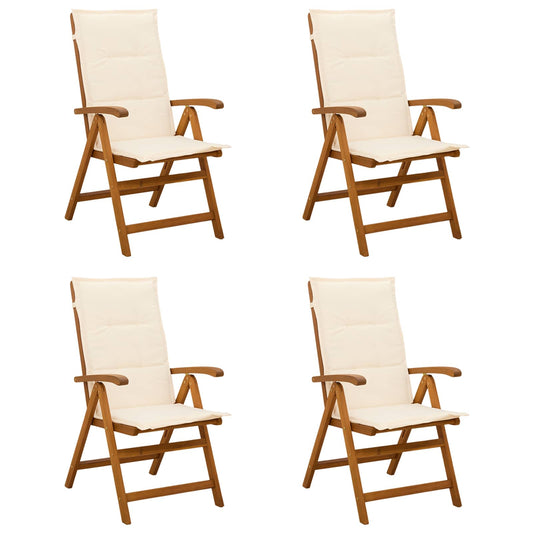 vidaXL Reclining Garden Chairs 4 pcs Natural Solid Acacia Wood