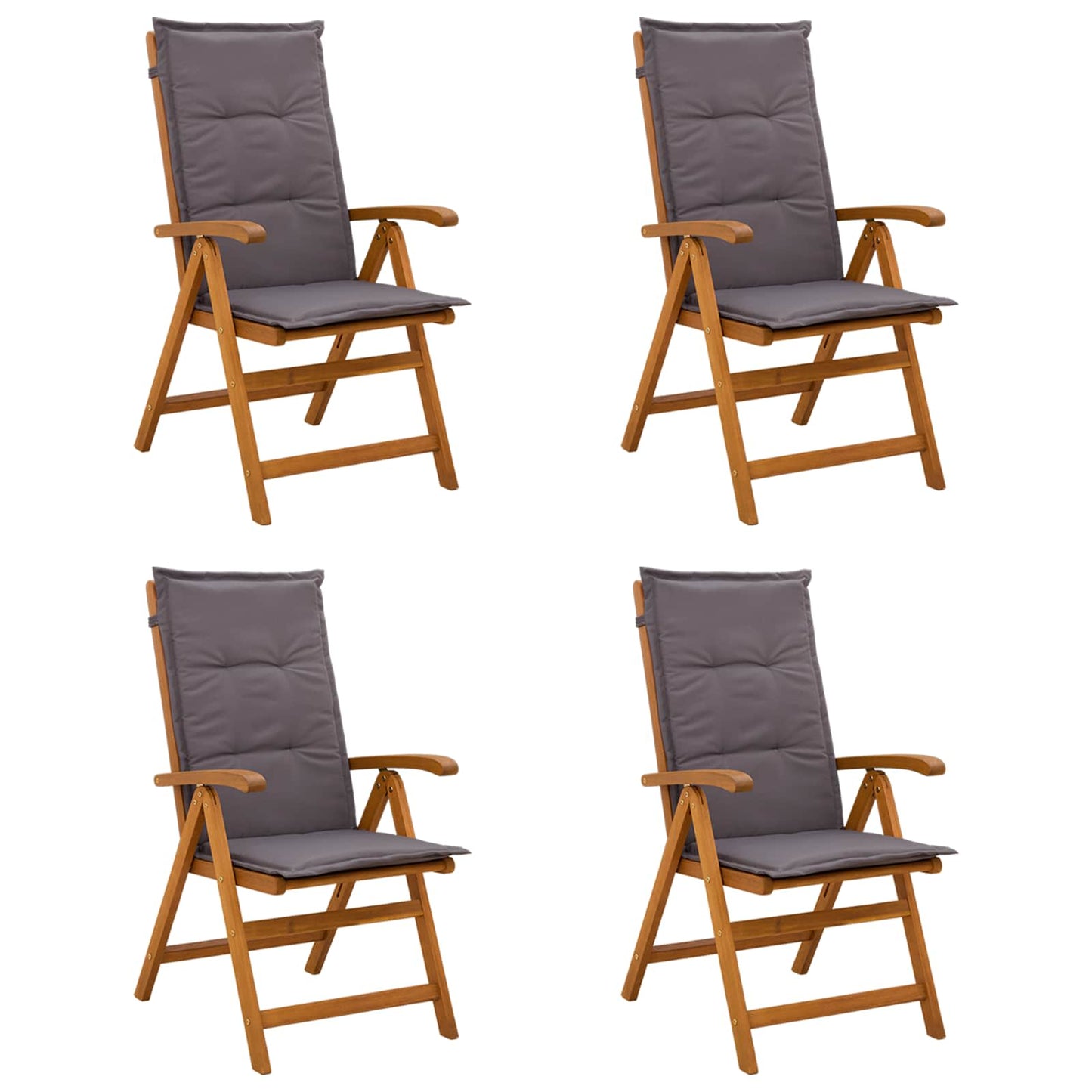 vidaXL Reclining Garden Chairs 4 pcs Natural Solid Acacia Wood