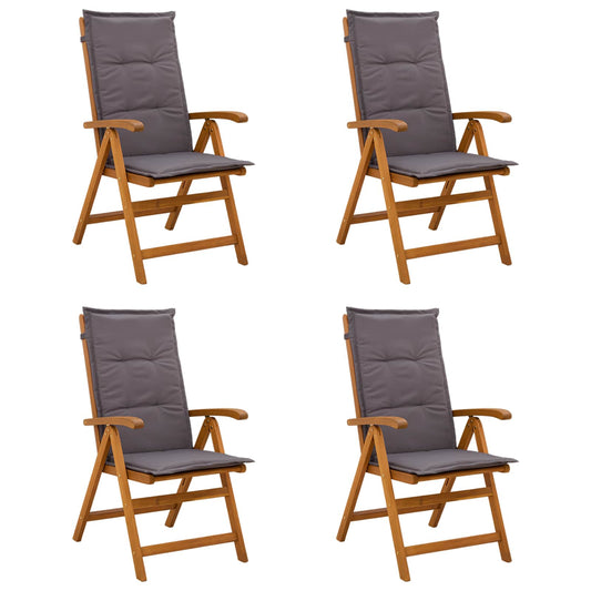 vidaXL Reclining Garden Chairs 4 pcs Natural Solid Acacia Wood