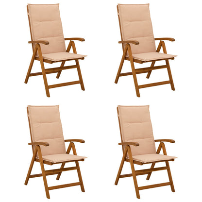 vidaXL Reclining Garden Chairs 4 pcs Natural Solid Acacia Wood