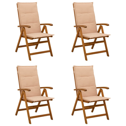 vidaXL Reclining Garden Chairs 4 pcs Natural Solid Acacia Wood
