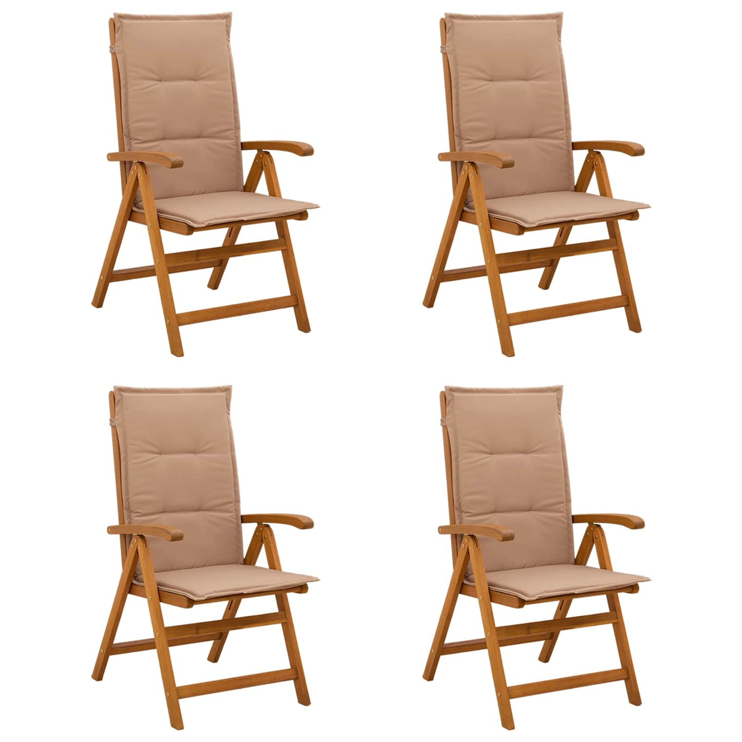 vidaXL Reclining Garden Chairs 4 pcs Natural Solid Acacia Wood