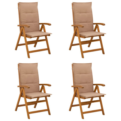 vidaXL Reclining Garden Chairs 4 pcs Natural Solid Acacia Wood