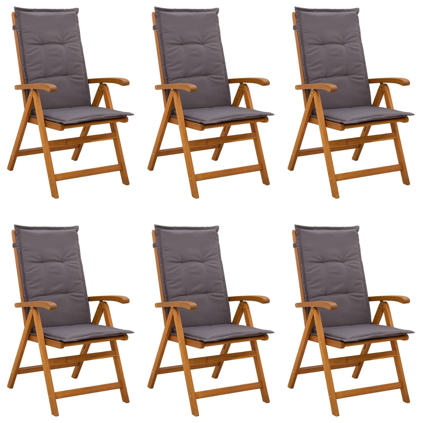 vidaXL Reclining Garden Chairs 6 pcs Natural Solid Acacia Wood