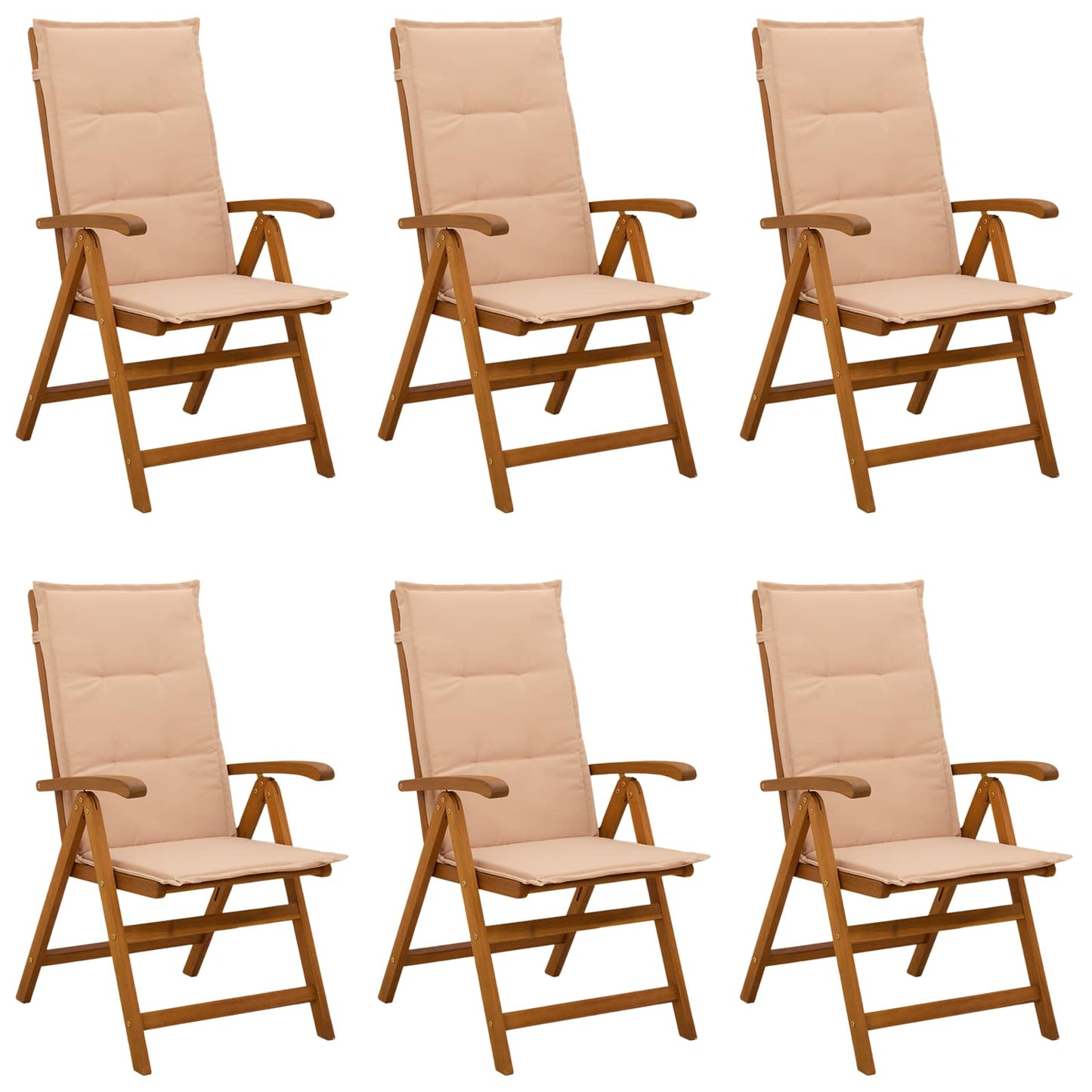vidaXL Reclining Garden Chairs 6 pcs Natural Solid Acacia Wood