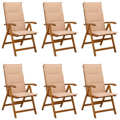 vidaXL Reclining Garden Chairs 6 pcs Natural Solid Acacia Wood
