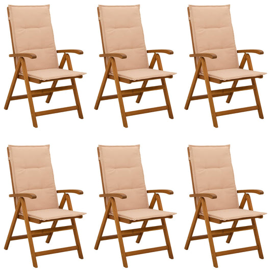 vidaXL Reclining Garden Chairs 6 pcs Natural Solid Acacia Wood