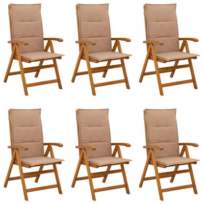 vidaXL Reclining Garden Chairs 6 pcs Natural Solid Acacia Wood