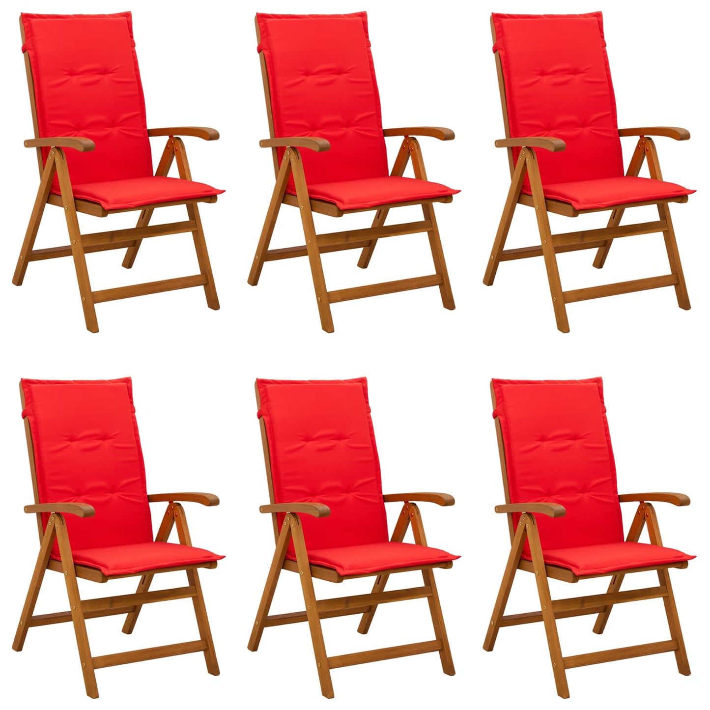 vidaXL Reclining Garden Chairs 6 pcs Natural Solid Acacia Wood
