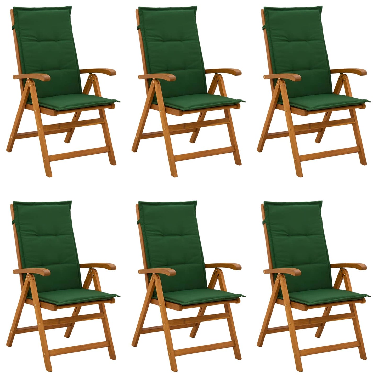vidaXL Reclining Garden Chairs 6 pcs Natural Solid Acacia Wood