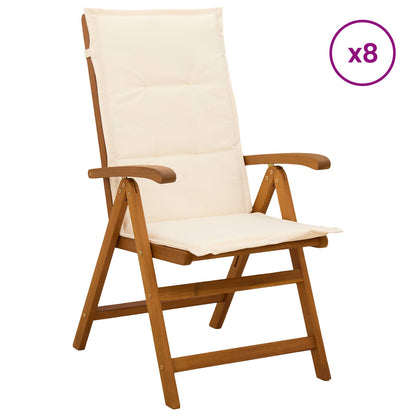 vidaXL Reclining Garden Chairs 8 pcs Natural Solid Acacia Wood