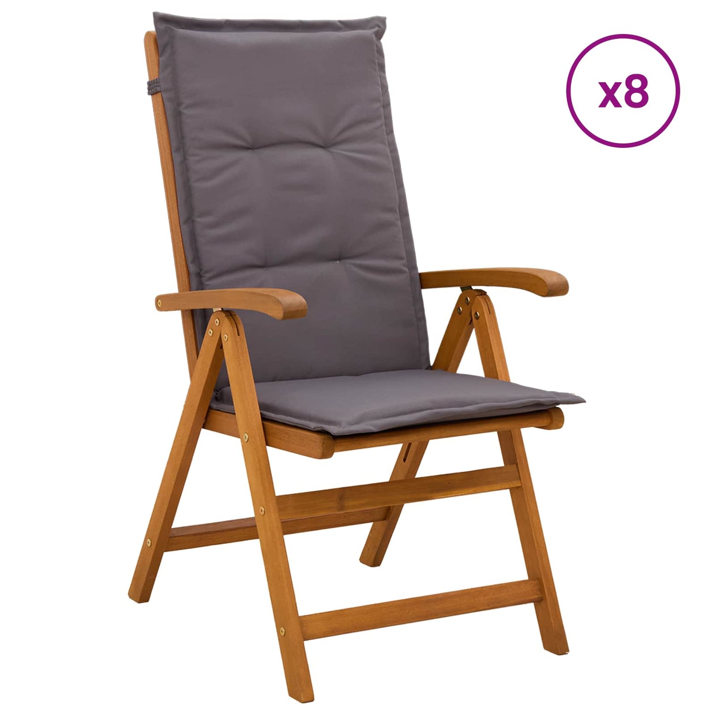 vidaXL Reclining Garden Chairs 8 pcs Natural Solid Acacia Wood