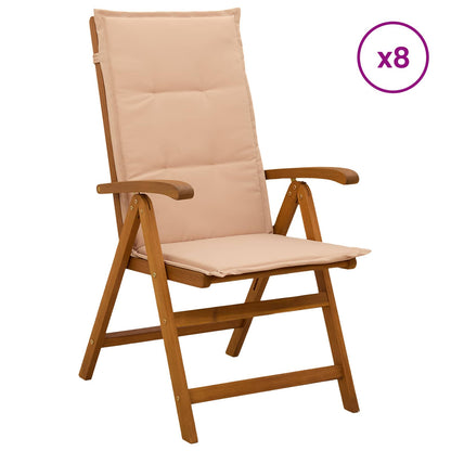 vidaXL Reclining Garden Chairs 8 pcs Natural Solid Acacia Wood