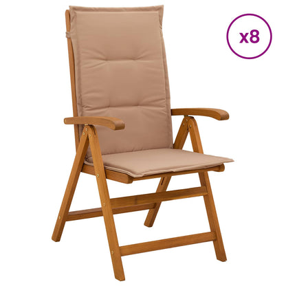 vidaXL Reclining Garden Chairs 8 pcs Natural Solid Acacia Wood