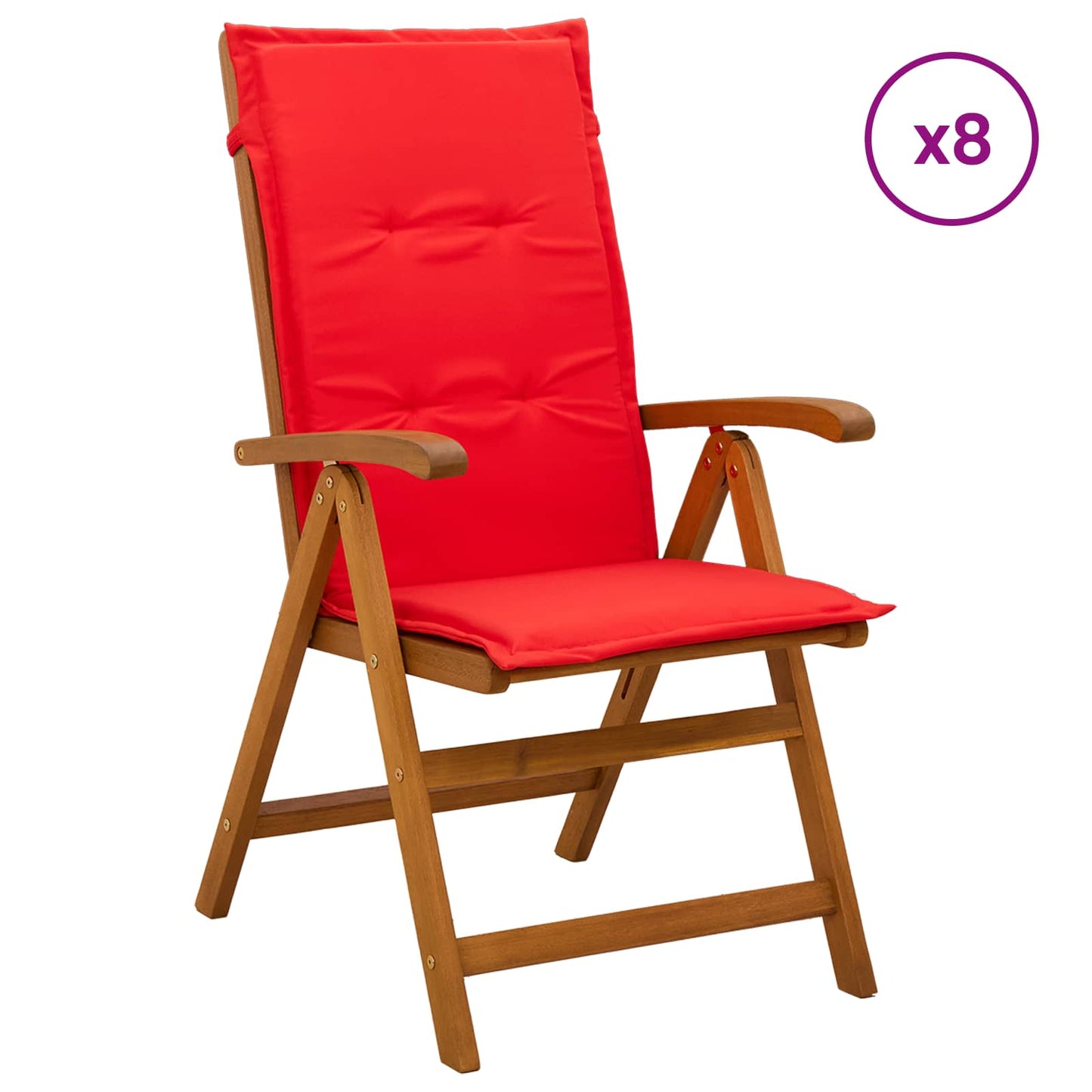 vidaXL Reclining Garden Chairs 8 pcs Natural Solid Acacia Wood