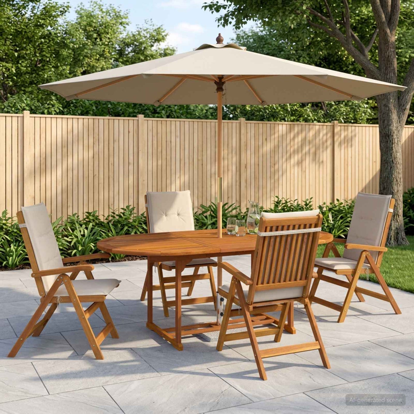 vidaXL 5-Piece Garden Dining Set Natural Solid Acacia Wood