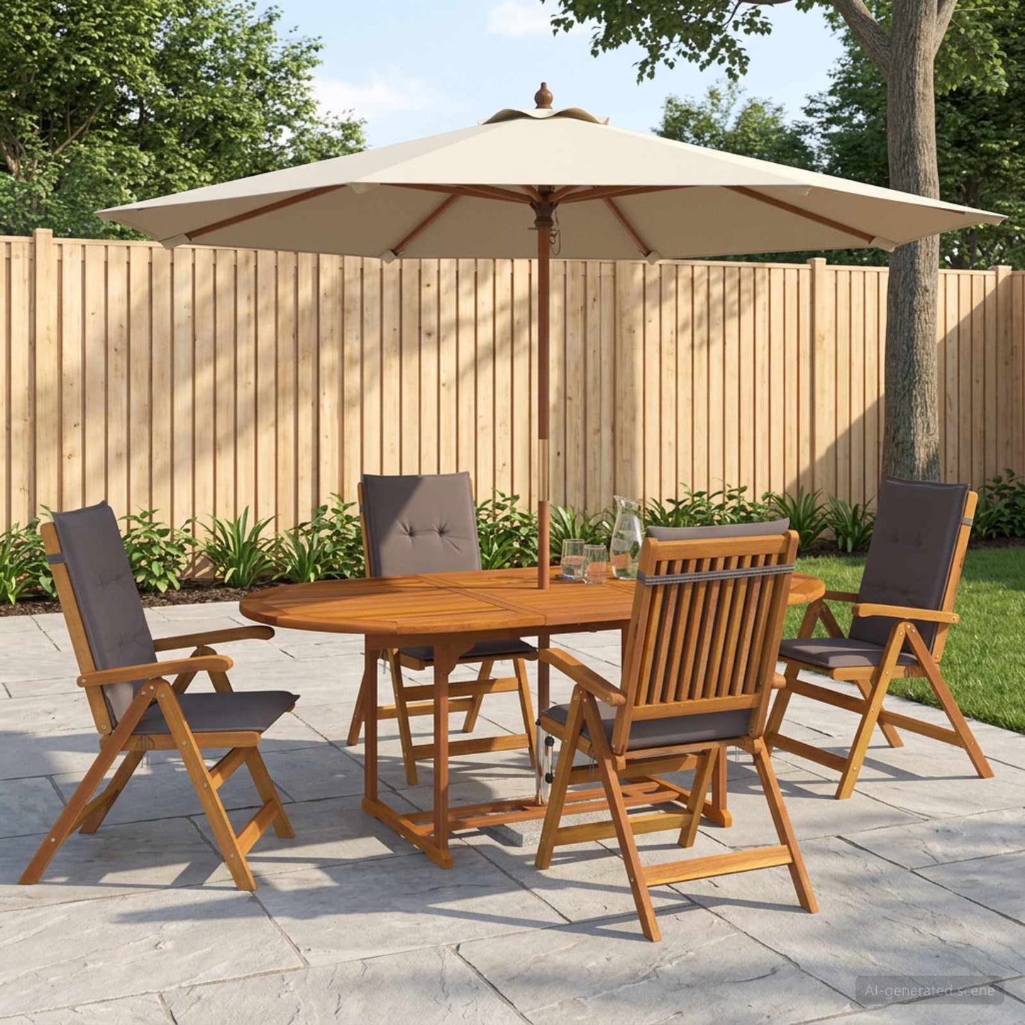 vidaXL 5-Piece Garden Dining Set Natural Solid Acacia Wood