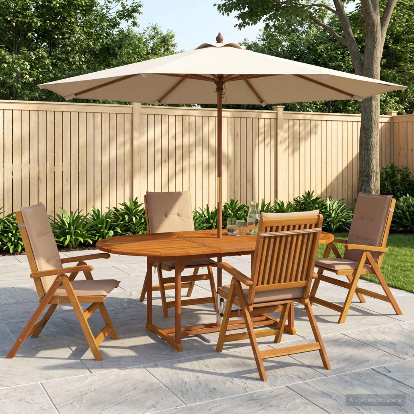 vidaXL 5-Piece Garden Dining Set Natural Solid Acacia Wood